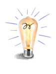 lightbulb-illustration Illuminated lightbulb with purple lines coming from it